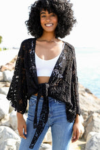 Load image into Gallery viewer, Magnolia Lace Tie Front Cover Up Wrap
