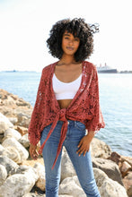 Load image into Gallery viewer, Magnolia Lace Tie Front Cover Up Wrap
