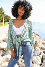 Load image into Gallery viewer, Magnolia Lace Tie Front Cover Up Wrap Mint
