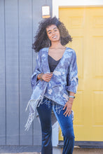 Load image into Gallery viewer, Marble Ruana Wrap Ponchos Blue
