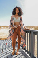 Load image into Gallery viewer, Multi-color Buffalo Checkered Kimono Rust/Brown/Blue
