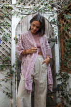 Load image into Gallery viewer, Open-front rose floral knit kimono for stylish layering.
