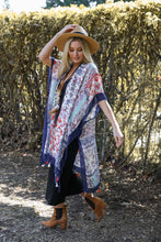 Load image into Gallery viewer, Paisley Floral Patchwork Kimono Navy
