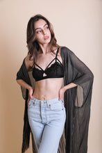 Load image into Gallery viewer, Pencil Stripe Lurex Trim Kimono Kimonos

