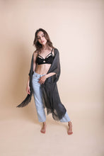 Load image into Gallery viewer, Pencil Stripe Lurex Trim Kimono Kimonos
