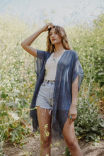 Load image into Gallery viewer, Pencil Stripe Lurex Trim Kimono Kimonos

