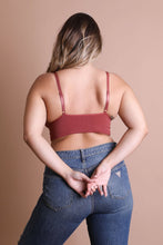 Load image into Gallery viewer, Plus size loop lace rust brami with soft stretchy fabric.
