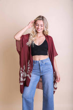 Load image into Gallery viewer, Chic Embroidered Kimono – Sophisticated Floral Design
