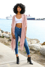 Load image into Gallery viewer, Sequin Border Frayed Kimono
