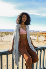 Load image into Gallery viewer, Sequin Detailed Frayed Kimono Silver

