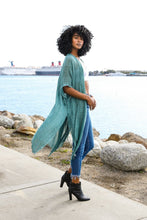Load image into Gallery viewer, Sequin Border Frayed Kimono
