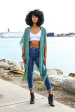 Load image into Gallery viewer, Sequin Border Frayed Kimono
