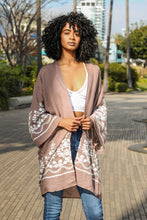 Load image into Gallery viewer, Stylish floral embroidered mocha kimono perfect for any occasion.
