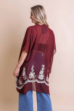 Load image into Gallery viewer, Chic Embroidered Kimono – Sophisticated Floral Design
