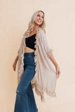 Load image into Gallery viewer, Sun Bleached Fringe Ruffle Kimono Kimonos One Size / Beige
