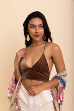 Load image into Gallery viewer, Velvet Elegance Longline Bralette Small / Mocha

