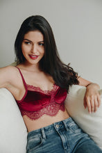 Load image into Gallery viewer, Velvet Lace Half Cami Bralette
