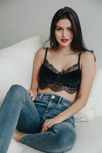 Load image into Gallery viewer, Velvet Lace Half Cami Bralette Small / Black
