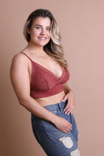 Load image into Gallery viewer, Waistband lace rust brami plus size with intricate loop design.
